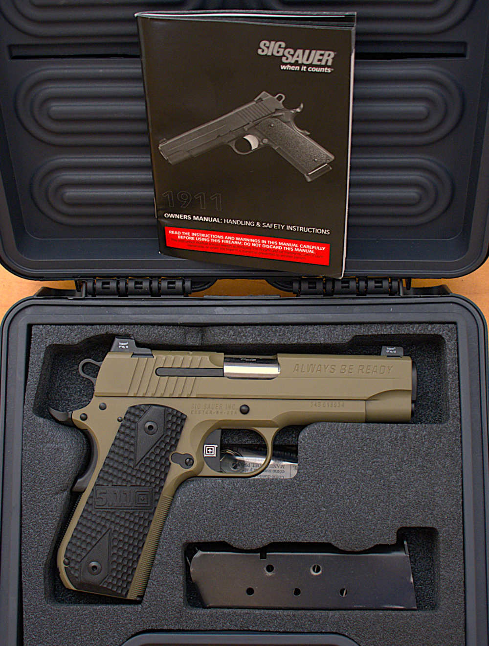 Limited-Edition New-in-Box Sig Sauer 1911 Carry 5.11 Tactical Pistol FDE 45-img-0