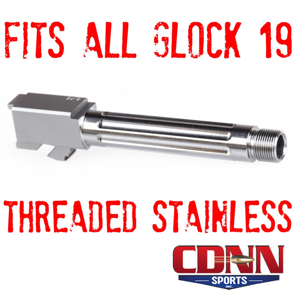 Glock 19 9mm Barrel THREADED Fluted Stainless Fits All Gens NEW-img-0
