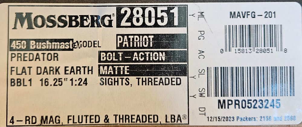 Mossberg Patriot Predator Threaded .450 Bush, FDE Scout Rifle Sights Ruger-img-10