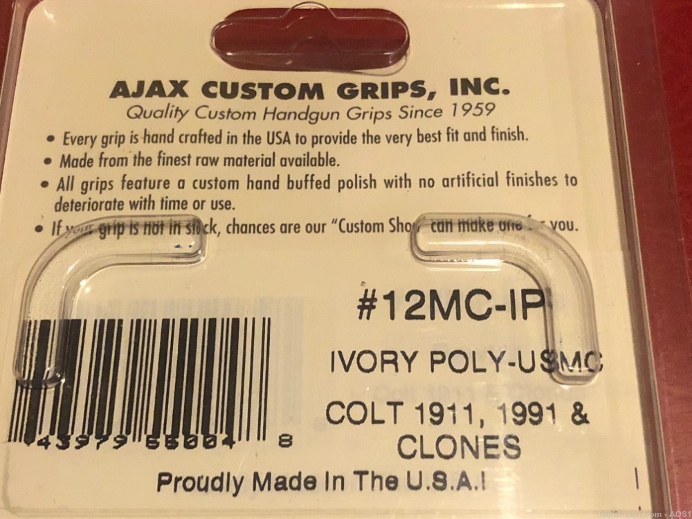 Ajax Grips Ivory Polymer Colt 1911 U.S.M.C. SEMPER FIDELIS NOS-img-8