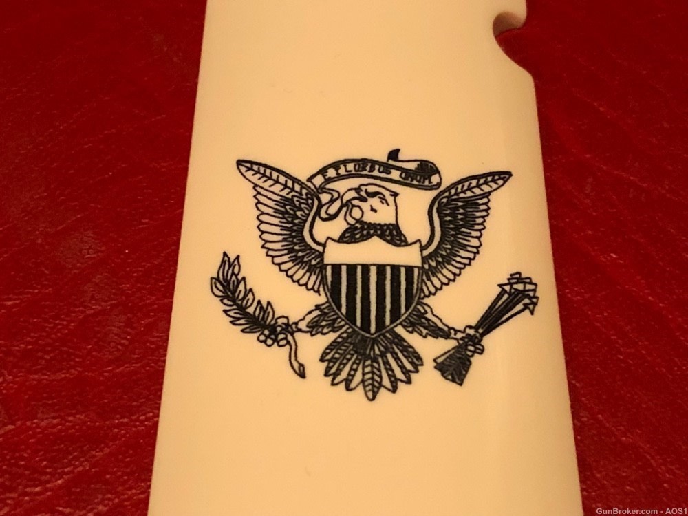 Ajax Grips Ivory Polymer Colt 1911 Scrimshaw ARMY NOS-img-7