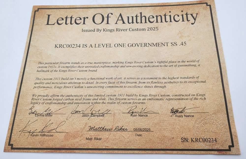 KRC Kings River Custom Level 1 SS 1911 Govt 45ACP W/ Red Mammoth Layaway-img-34
