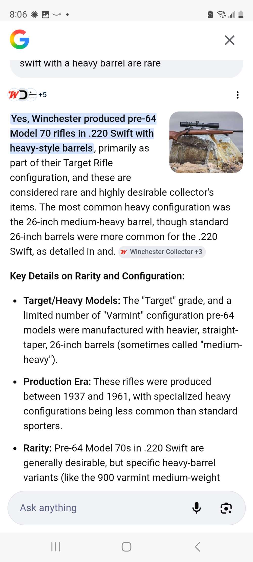 Winchester Model 70 Pre-64 Heavy Varmint .220 Swift Malcom 8x scope-img-31