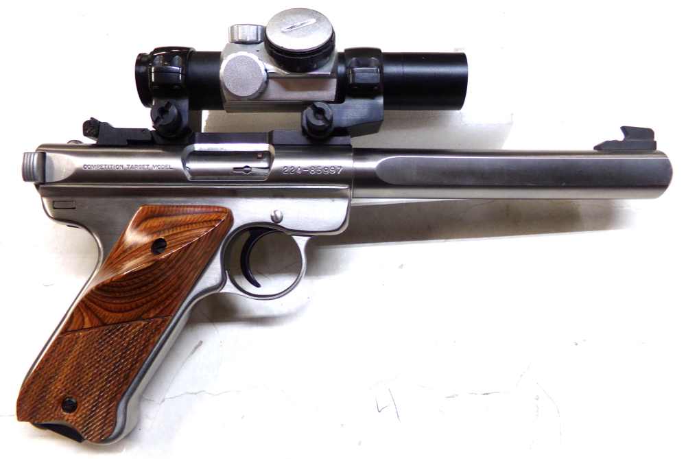 Used Ruger Mark II Competition Target Pistol in 22LR with Leupold Gilmore -img-0