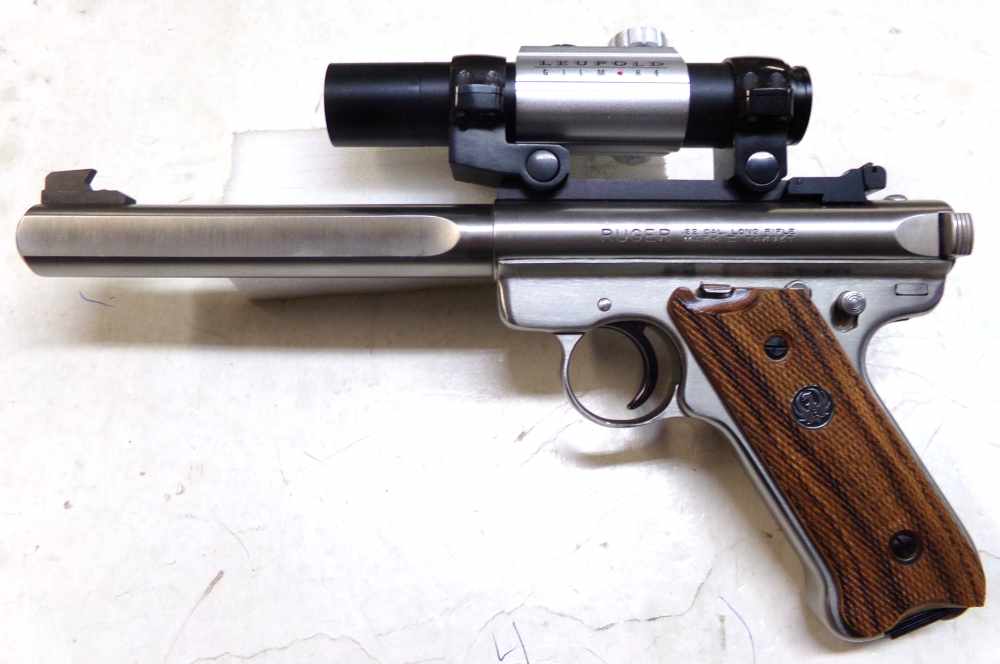 Used Ruger Mark II Competition Target Pistol in 22LR with Leupold Gilmore -img-4