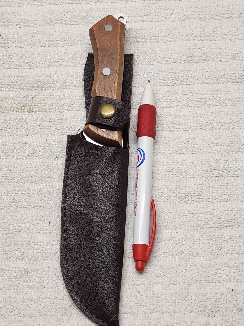 SE Hunting Knife 4-1/4" Recurve 440 Stainless Full Tang Wood Handle Sheath -img-0