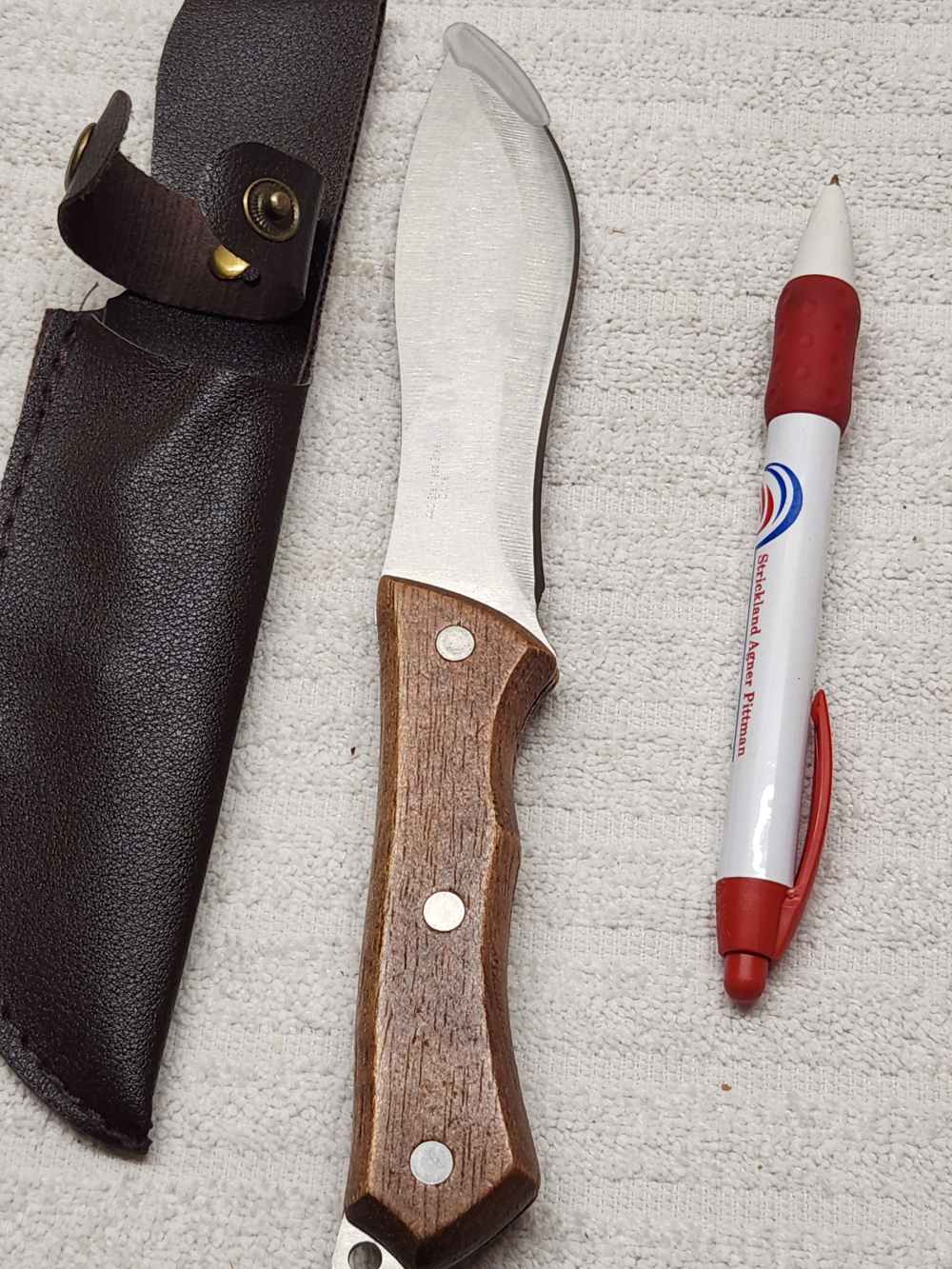 SE Hunting Knife 4-1/4" Recurve 440 Stainless Full Tang Wood Handle Sheath -img-2