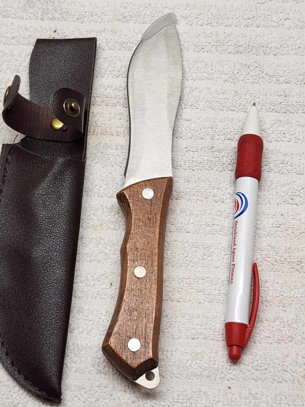 SE Hunting Knife 4-1/4" Recurve 440 Stainless Full Tang Wood Handle Sheath -img-3