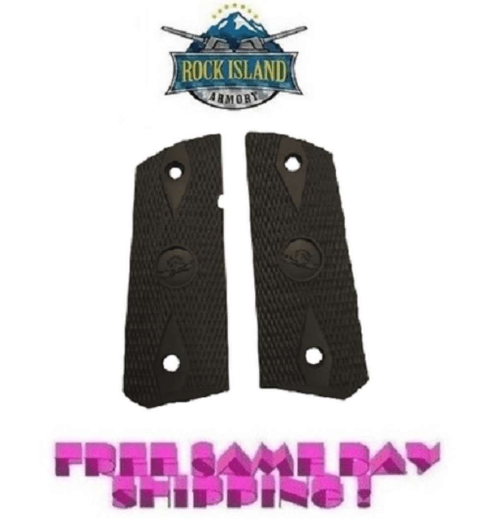 Rock Island/Armscor 1911 COMPACT Double Diamond Rubber Grips, BLACK 54224B-img-0