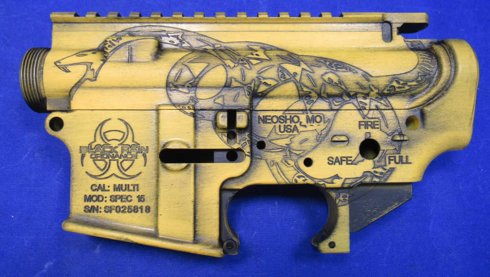 Black Rain Spec-15 Forged AR-15 Receiver Set + Rail w/ Custom Gadsden Snake-img-1
