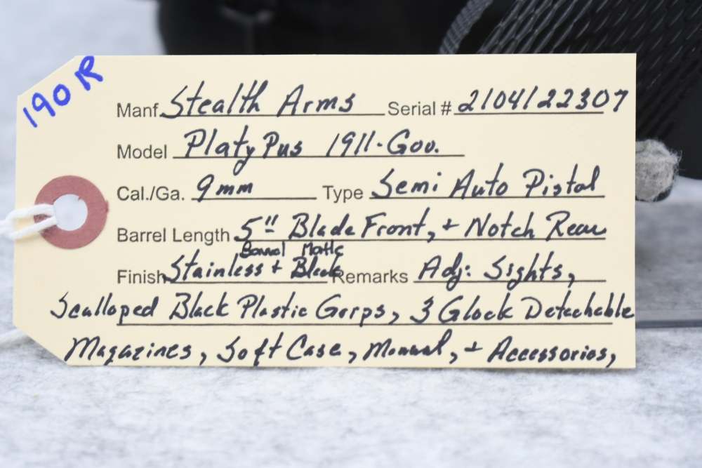 Stealth Arms – Mod. Platy Pus 1911-Gov – 9mm Cal. Semi-Auto Pistol-img-14