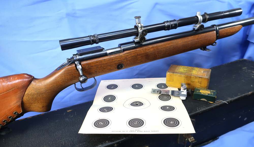 Winchester 52 22LR Target Rifle w/JW Fecker Scope, Case, Marbles Sight 1938-img-0