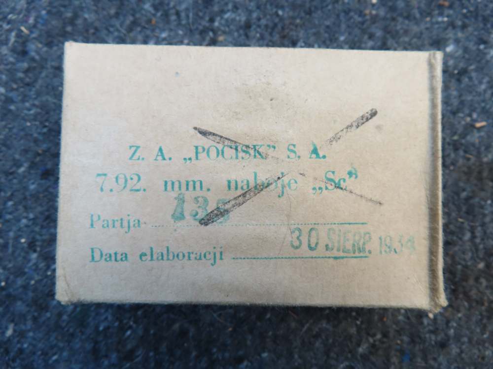 FULL BOX (15 RDS) WWII POLISH 8MM MAUSER AMMO-1934 BOX DATE-ARMOR PIERCING-img-0
