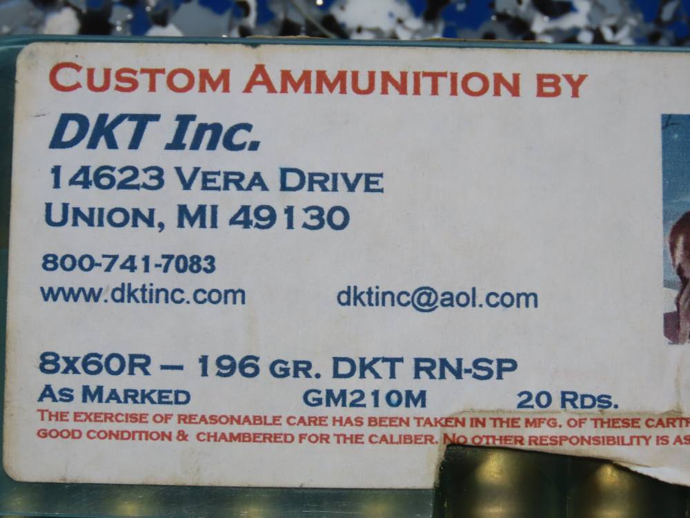 Two Boxes Custom DKT, Inc. 8x60R Vintage German Rifle Ammo-img-2