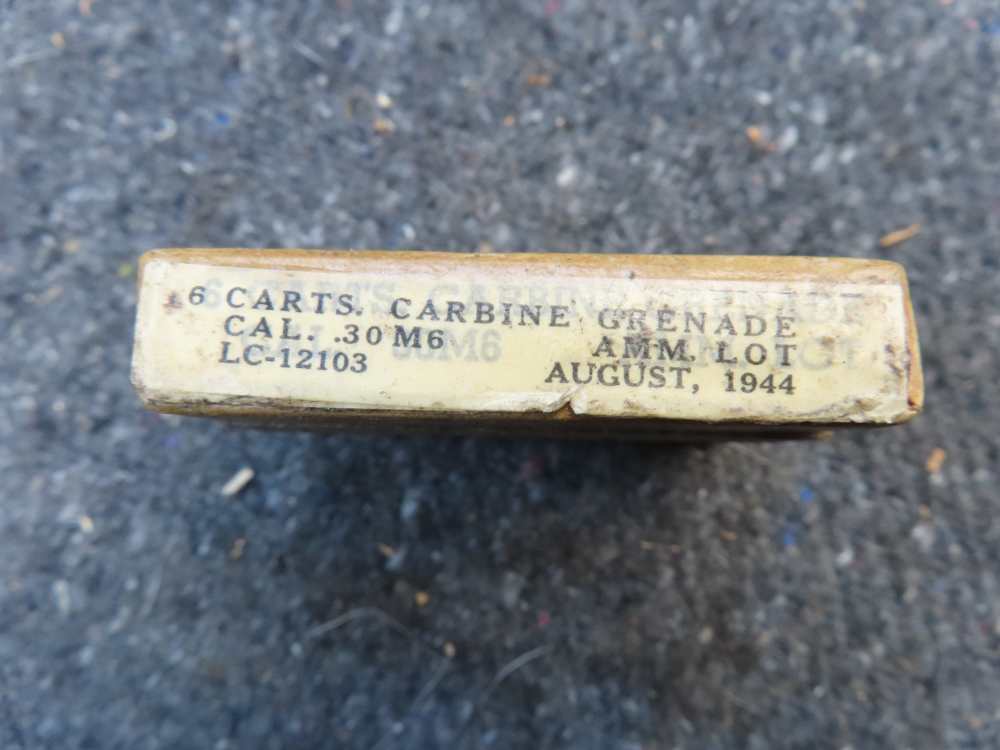 WWII USGI M1 Carbine Grenade Launching Blanks -1944 - Sealed Box-6 Rounds-img-1
