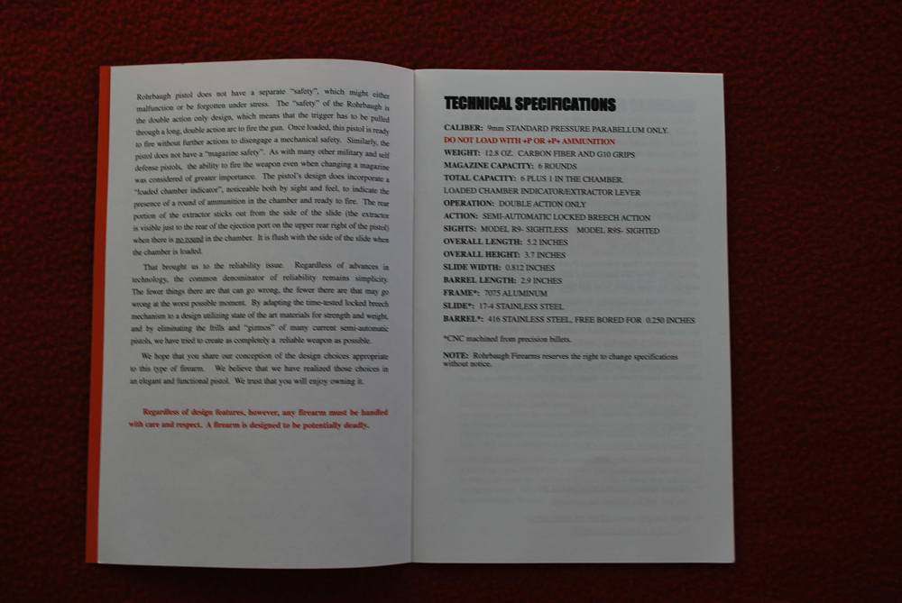 Rohrbaugh R9, R9s Manuals that Came from the Factory with the Pistol-img-4