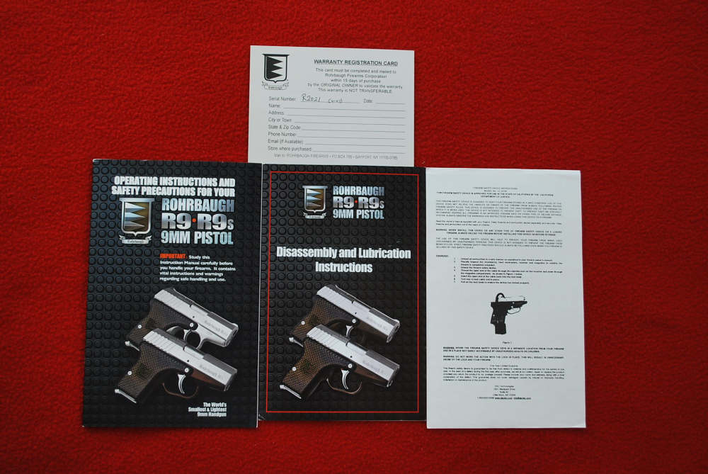 Rohrbaugh R9, R9s Manuals that Came from the Factory with the Pistol-img-1