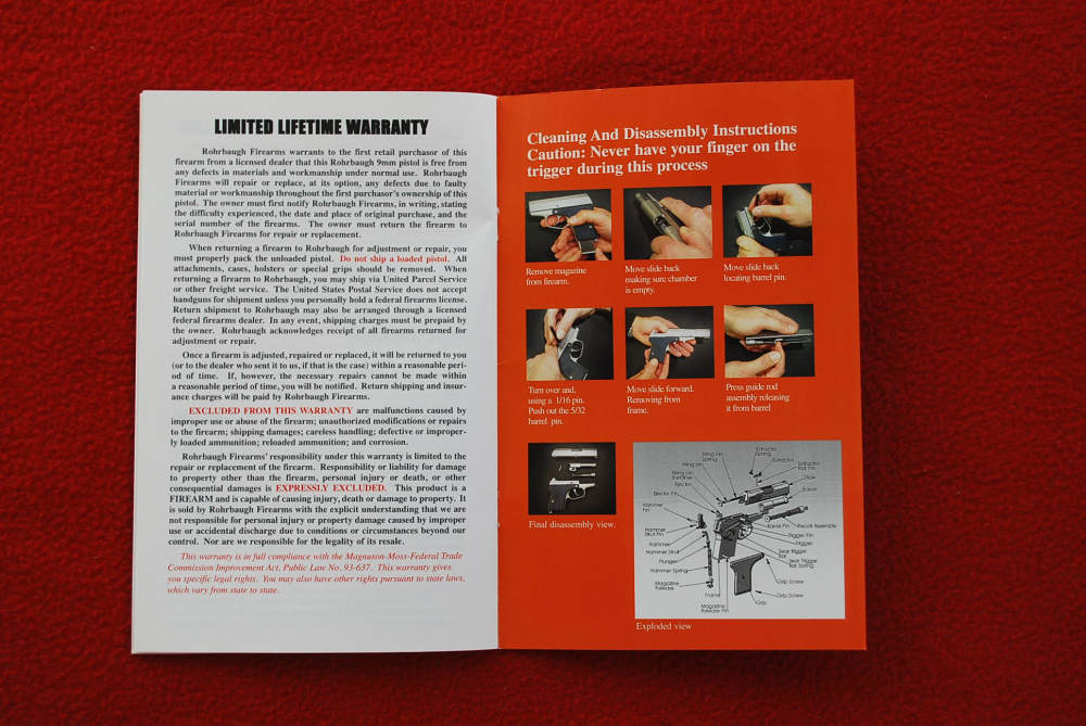 Rohrbaugh R9, R9s Manuals that Came from the Factory with the Pistol-img-5