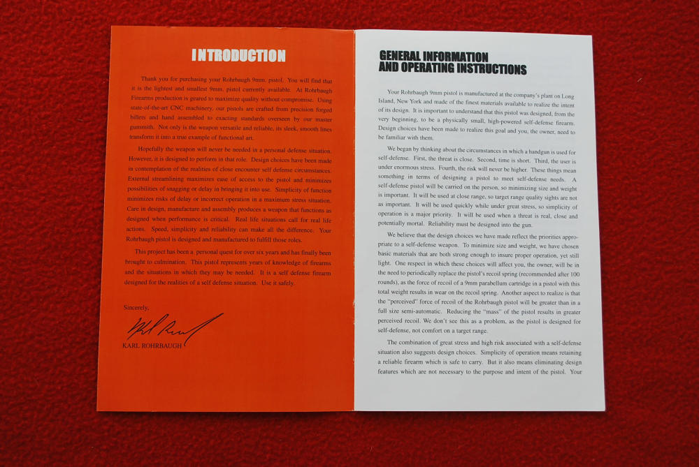 Rohrbaugh R9, R9s Manuals that Came from the Factory with the Pistol-img-3