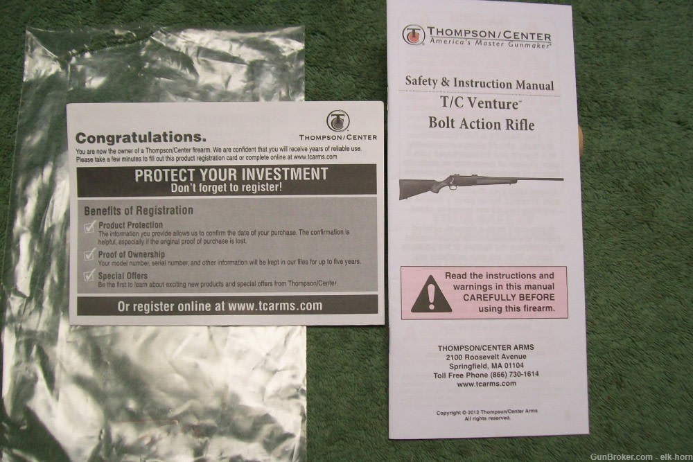 TC Venture Bolt Action Rifle Safety & Instruction Manual -img-1