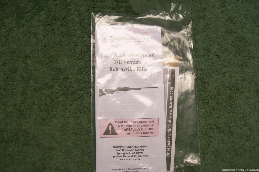TC Venture Bolt Action Rifle Safety & Instruction Manual -img-0