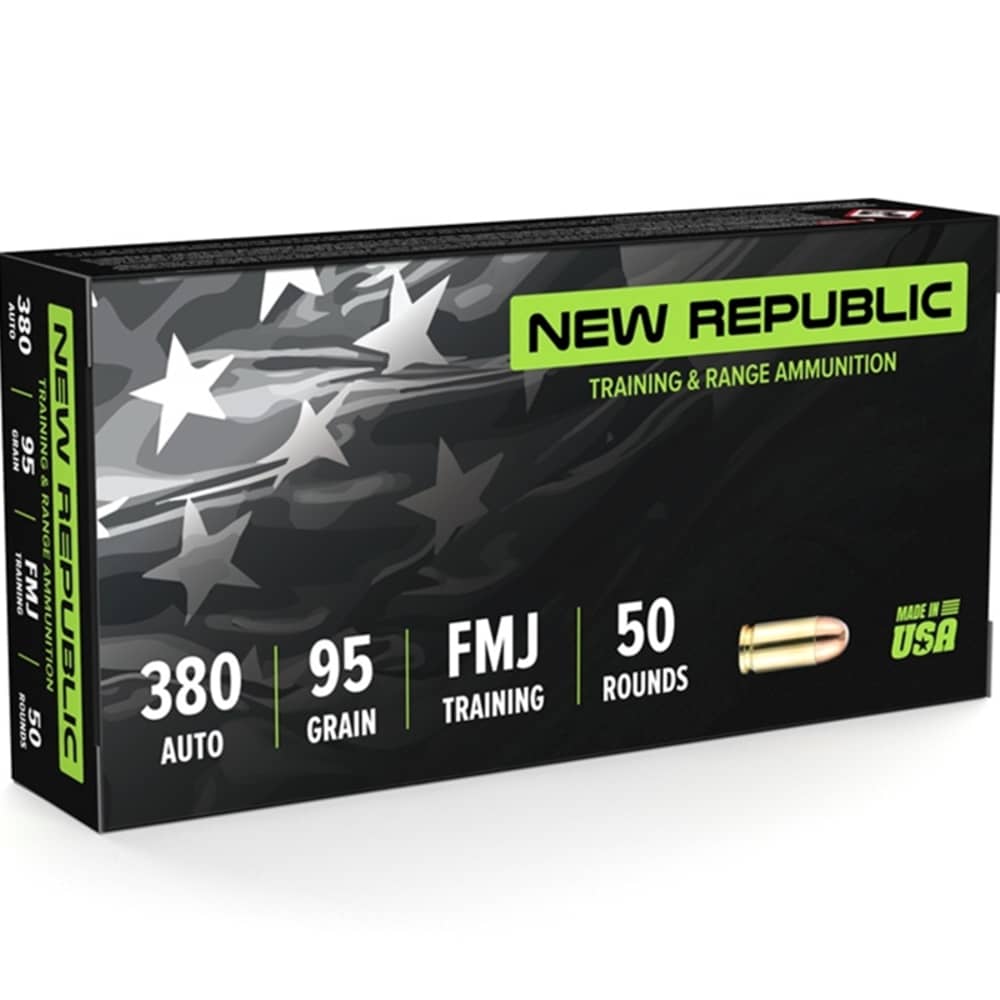 100 ROUNDS New Republic 380 ACP Ammo 95 Grain Full Metal .380 AUTO FMJ-img-0