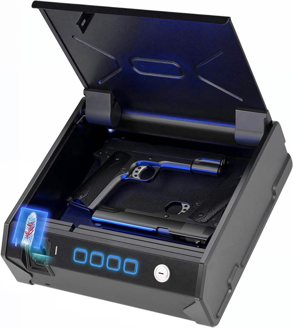 Pistol Gun Safe w/Non-Fingerprint 3d Biometric Scanner Entry 13"x10"x4" A29-img-0