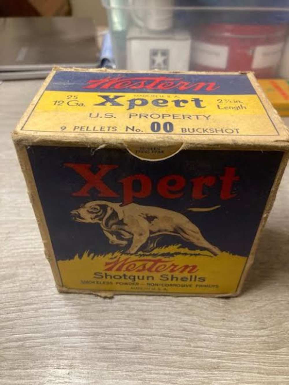 Winchester Military double ought buck shot box in good shape 25 rds 1940s-img-0