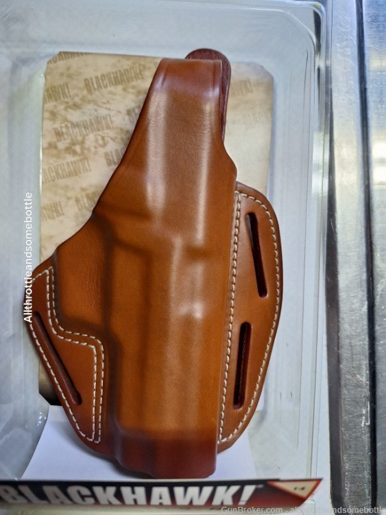 New Blackhawk Three Slot Leather Pancake Holster Brown RH For Sig 220/226-img-2