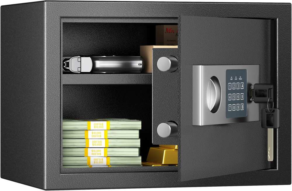 Pistol Safe w/Quick Access Code + Key Entry + Shelf + Alarm 14"x10"x10" A26-img-0