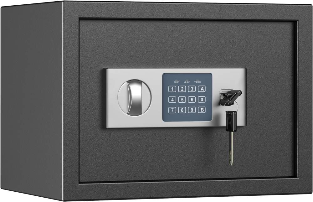 Pistol Safe w/Quick Access Code + Key Entry + Shelf + Alarm 14"x10"x10" A26-img-1