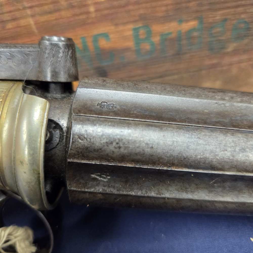 Antique English Bar-Hammer Pepperbox by J. Blissett w/ Original Box & Accs.-img-12