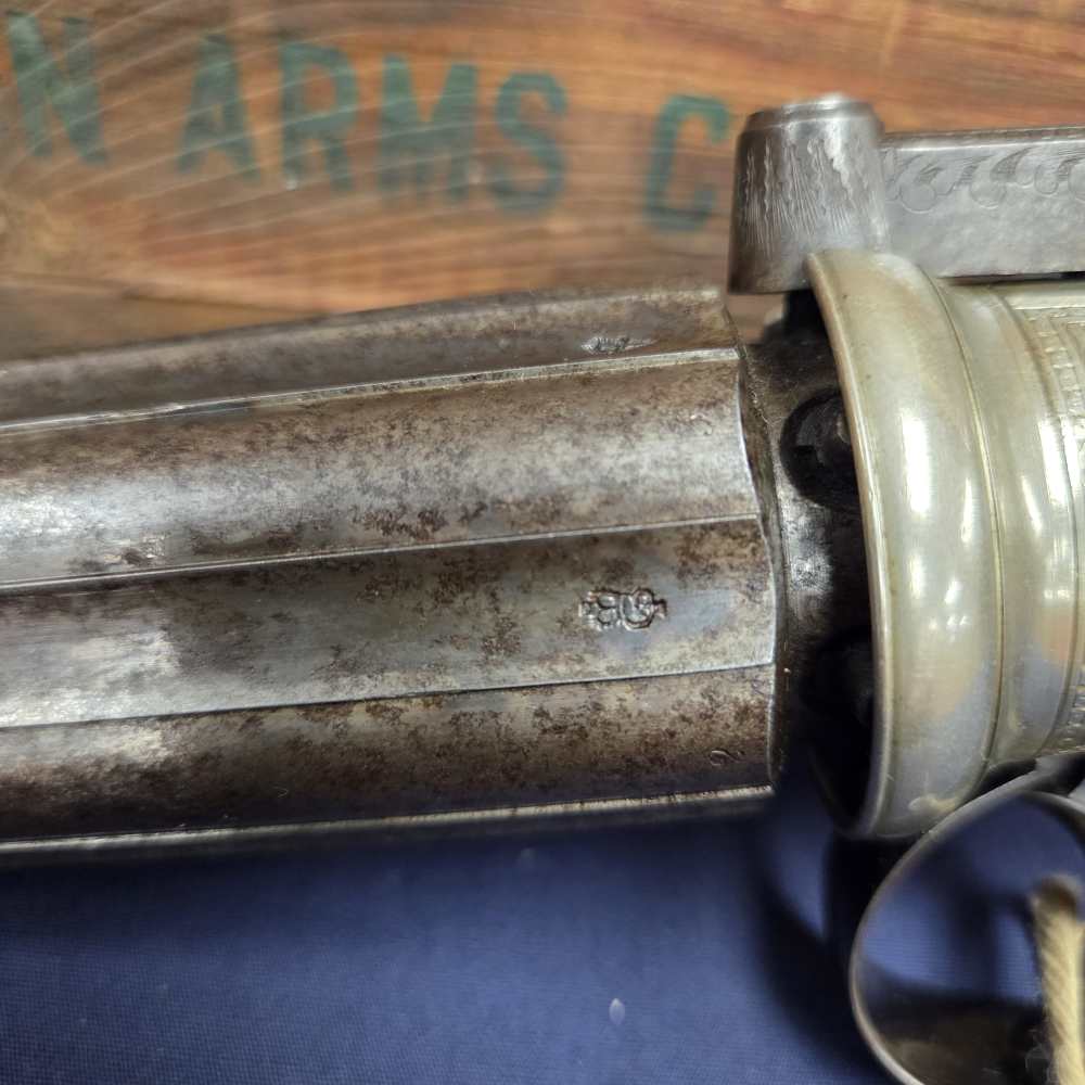 Antique English Bar-Hammer Pepperbox by J. Blissett w/ Original Box & Accs.-img-8