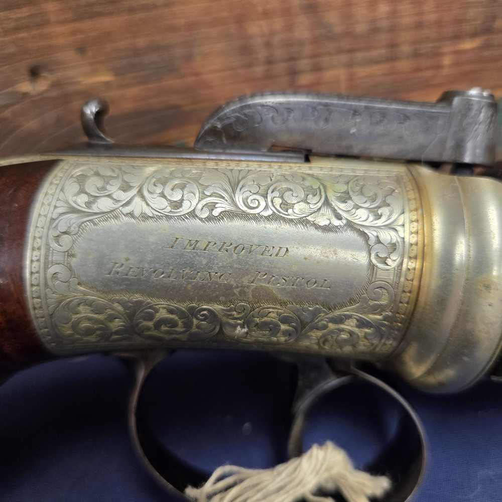 Antique English Bar-Hammer Pepperbox by J. Blissett w/ Original Box & Accs.-img-11