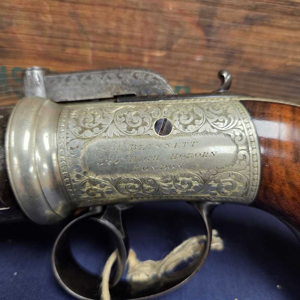 Antique English Bar-Hammer Pepperbox by J. Blissett w/ Original Box & Accs.-img-7