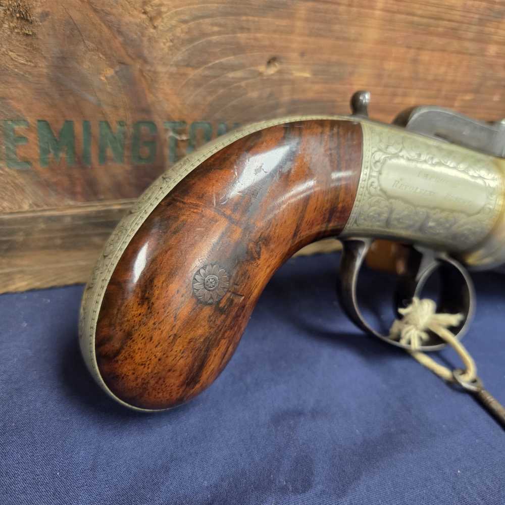 Antique English Bar-Hammer Pepperbox by J. Blissett w/ Original Box & Accs.-img-10