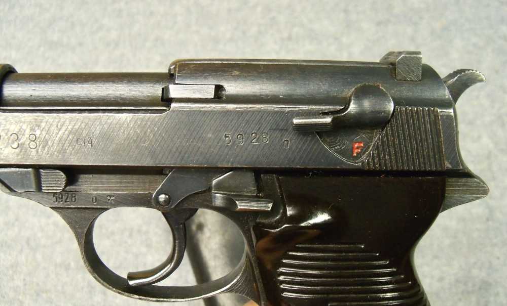 WWII GERMAN P38 CYQ MATCH good. BORE SPREEWERKE  PEEBLE GRAIN CXB HOLSTER  -img-4