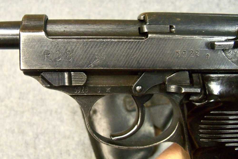 WWII GERMAN P38 CYQ MATCH good. BORE SPREEWERKE  PEEBLE GRAIN CXB HOLSTER  -img-5