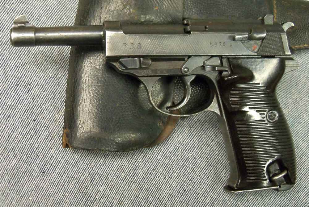 WWII GERMAN P38 CYQ MATCH good. BORE SPREEWERKE  PEEBLE GRAIN CXB HOLSTER  -img-3