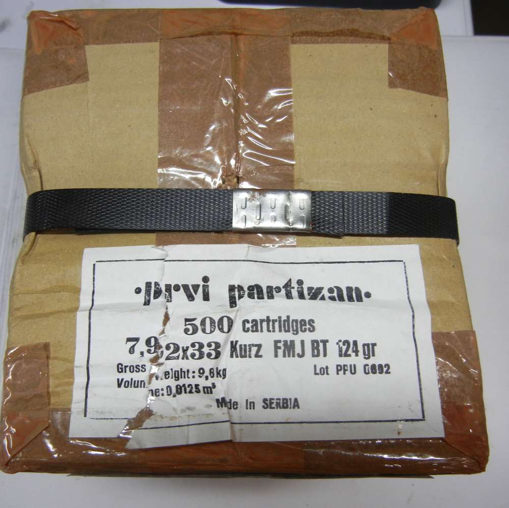 7.92x33 KURZ MP44 Ammo PRVI 500 Rounds FMJ BT 124 gr -img-1