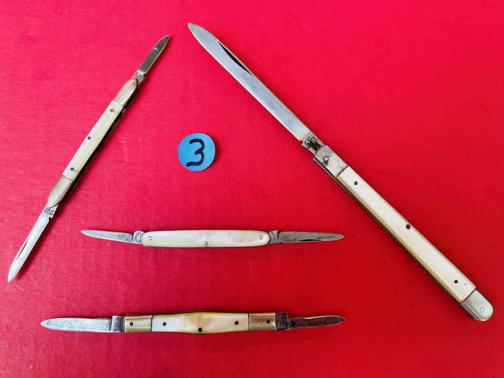 Lot of 4 Pocket Knives Top 2 with Mother of Pearl Scales -img-35
