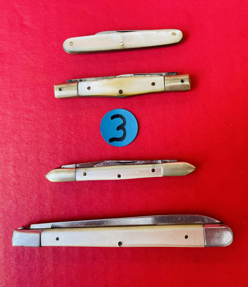 Lot of 4 Pocket Knives Top 2 with Mother of Pearl Scales -img-0