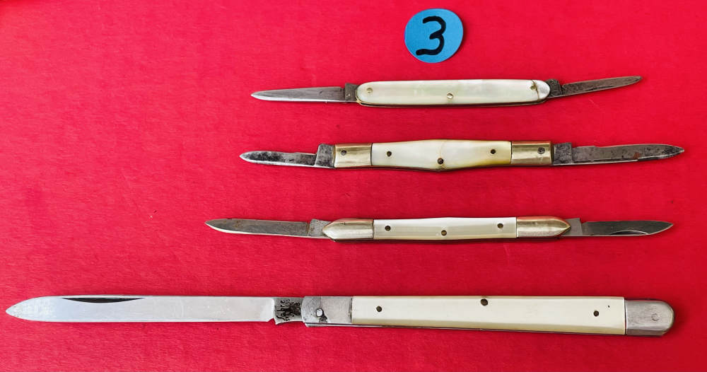 Lot of 4 Pocket Knives Top 2 with Mother of Pearl Scales -img-34