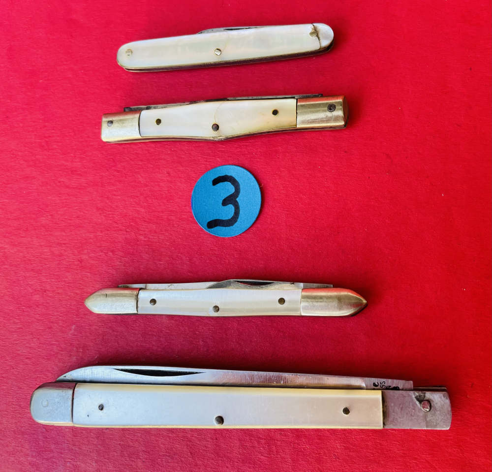 Lot of 4 Pocket Knives Top 2 with Mother of Pearl Scales -img-3