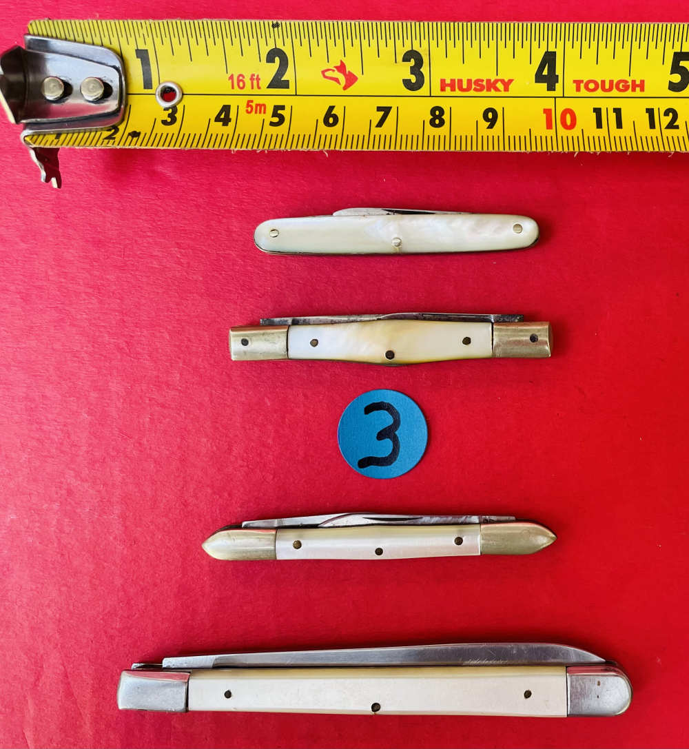 Lot of 4 Pocket Knives Top 2 with Mother of Pearl Scales -img-1