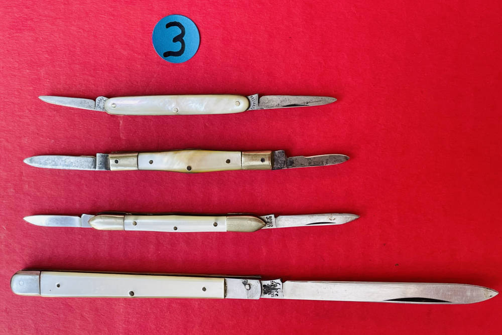 Lot of 4 Pocket Knives Top 2 with Mother of Pearl Scales -img-33