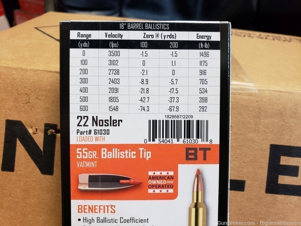 IN STOCK NEW 200 ROUNDS 22 NOSLER BALLISTIC TIP VARMINT 55 GRAIN GR 55GR BT-img-2