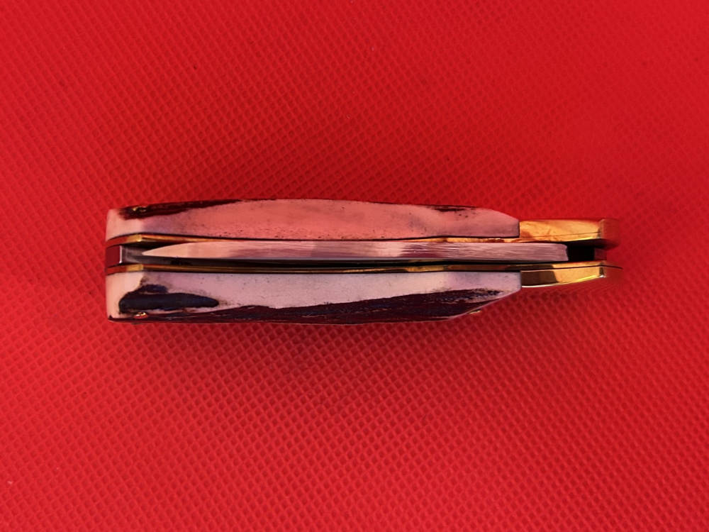Vintage Falcon Famous Blades Italy Medium Stag Lockback Pocket Knife NOS-img-9