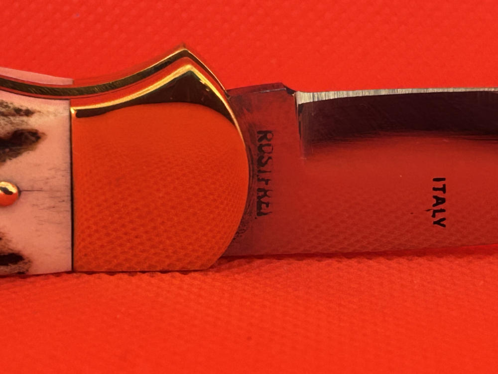 Vintage Falcon Famous Blades Italy Medium Stag Lockback Pocket Knife NOS-img-11