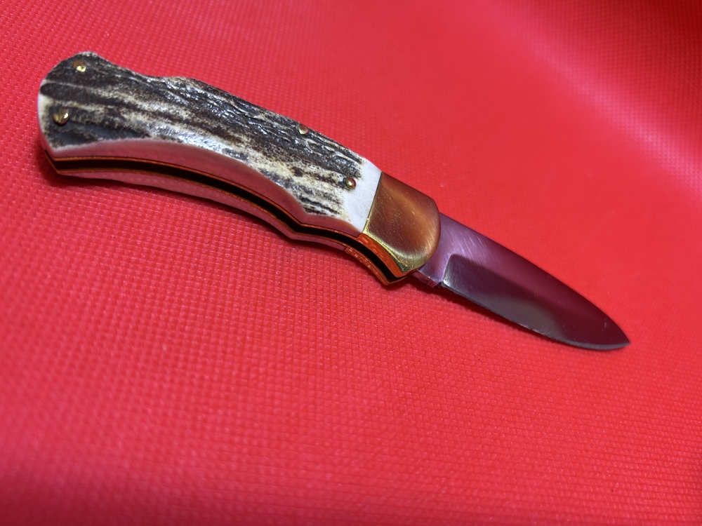 Vintage Falcon Famous Blades Italy Medium Stag Lockback Pocket Knife NOS-img-4